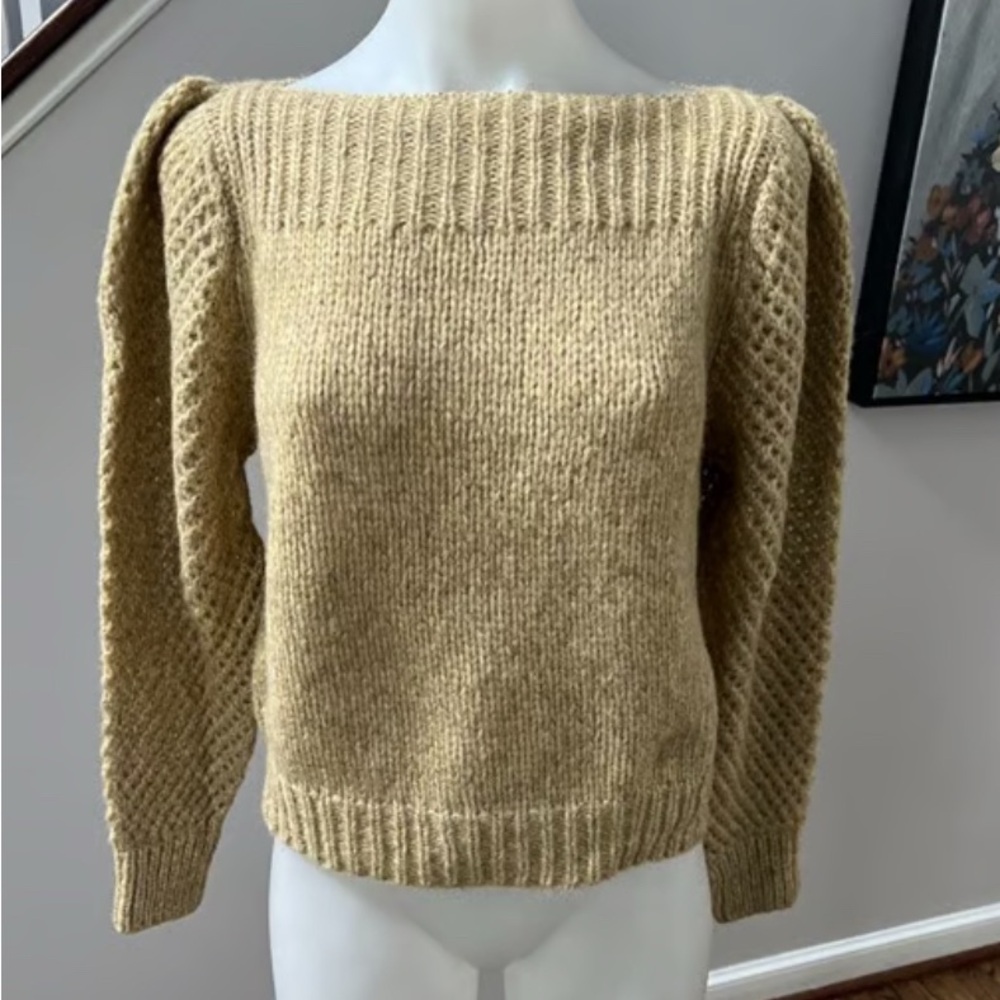 LoveShackFancy Alpaca Rosie tan pullover sweater size medium